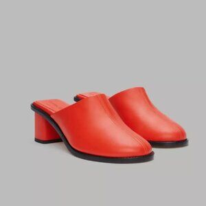 Everlane, The Artist Mule, Red Orange Leather, Size 7.5